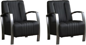 Leren fauteuil glamour, zwart leer, zwarte stoel