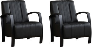 Leren fauteuil glamour, zwart leer, zwarte stoel