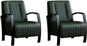 Leren fauteuil glamour, groen leer, groene stoel