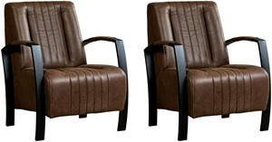 Leren fauteuil glamour, bruin leer, bruine stoel