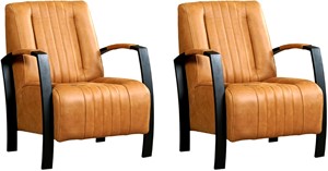 Leren fauteuil glamour, bruin leer, bruine stoel