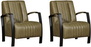 Leren fauteuil glamour, groen leer, groene stoel