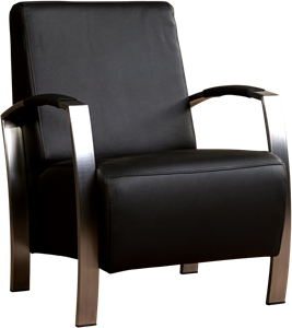 Leren fauteuil glory 122 zwart, zwart leer, zwarte stoel