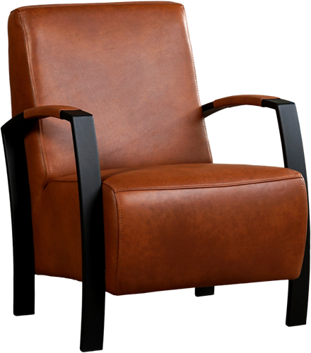 Leren industriële fauteuil Glory - Granada leer Savannah - Frame zwart