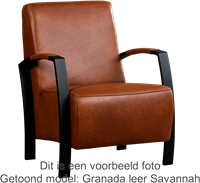 Leren industriële fauteuil Glory - set van 2 fauteuils - Elegance Cognac (cognac) - Frame zwart-1