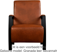 Leren industriële fauteuil Glory - set van 2 fauteuils - Elegance Cognac (cognac) - Frame zwart-2