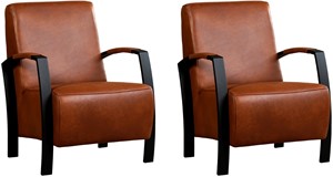 Leren fauteuil glory, bruin leer, bruine stoel