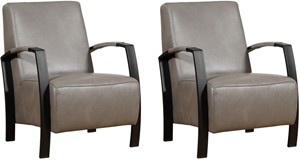 Leren fauteuil glory, grijs leer, grijze stoel