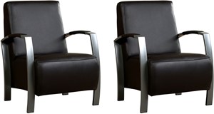 Leren fauteuil glory, zwart leer, zwarte stoel