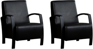 Leren fauteuil glory, zwart leer, zwarte stoel