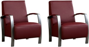 Leren fauteuil glory, rood leer, rode stoel