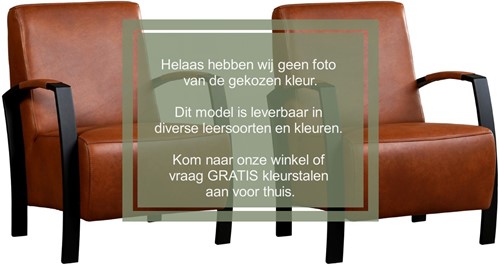 Leren industriële fauteuil Glory - set van 2 fauteuils - Granada leer Olive - Frame zwart