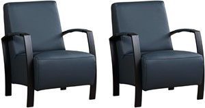 Leren fauteuil glory, blauw leer, blauwe stoel