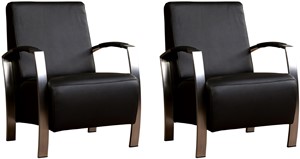 Leren fauteuil glory, zwart leer, zwarte stoel