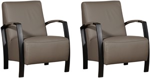 Leren fauteuil glory, grijs leer, grijze stoel