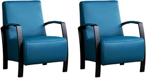 Leren fauteuil glory, turquoise leer, turquoise stoel