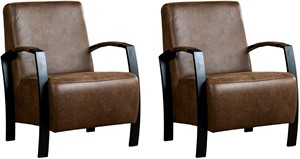 Leren fauteuil glory, bruin leer, bruine stoel