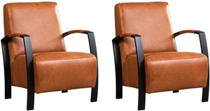 Leren fauteuil glory, bruin leer, bruine stoel