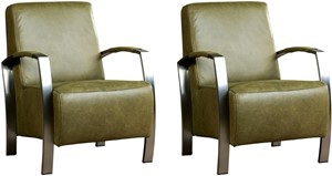 Leren fauteuil glory, groen leer, groene stoel