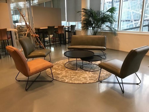 Set van 3 leren fauteuils zonder armleuning met kruisframe - verschillende kleuren leer