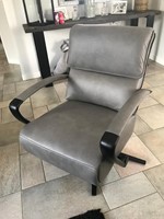 Leren relaxfauteuil met stalen frame - grijs leer-2