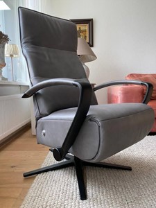 Leren relaxfauteuil matrix 1857 grijs, grijs leer, grijze stoel