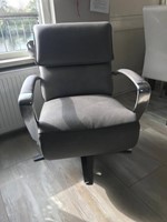 Leren relaxfauteuil met stalen frame - grijs leer-3