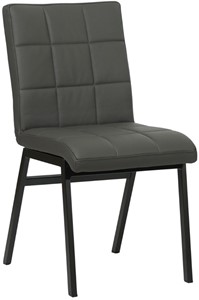 Set van 4 grijs leren eetkamerstoelen Freek