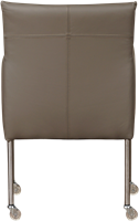 Leren eetkamerstoel Desire - met wieltjes en armleuning - Toledo Leer Smog - Poot - RVS - Skate wiel transparant-3