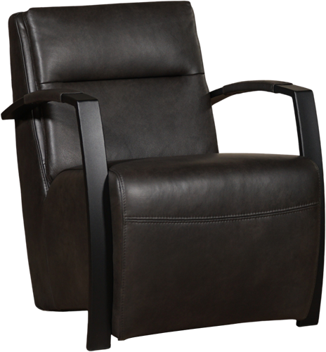 Leren industriële fauteuil Arrival - Granada leer Graphite - Frame zwart