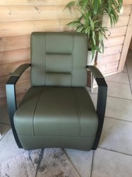 Leren fauteuil met stalen frame - groen leer