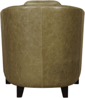 Olijfgroene leren landelijke kuipstoel Press Special - poot hout zwart - Vintage Leer Olive (olijfgroen leer)-3