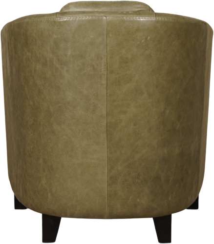 Olijfgroene leren landelijke kuipstoel Press Special - poot hout zwart - Vintage Leer Olive (olijfgroen leer)-3