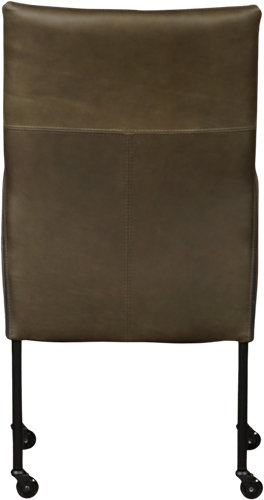 Leren eetkamerstoel Spark - met wieltjes en armleuning - Rancho Leer Green - Poot - Zwart - Skate wiel zwart-3