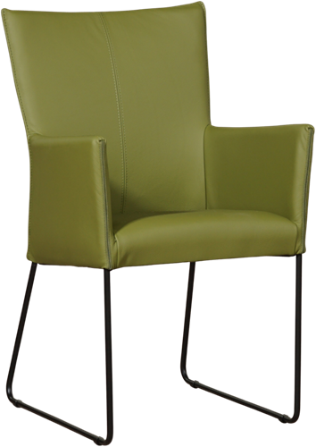 Leren eetkamerstoel Mate - met armleuning en design U-poot - Toledo Leer Apple Green