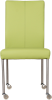 Leren eetkamerstoel Comfort - met wieltjes en zonder armleuning - Hermes Leer Lime - Poot - Rond - RVS - Skate wiel transparant-2