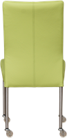 Leren eetkamerstoel Comfort - met wieltjes en zonder armleuning - Hermes Leer Lime - Poot - Rond - RVS - Skate wiel transparant-3