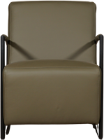 Groene leren industriële fauteuil Creative - Toledo leer Olive - Frame zwart-2