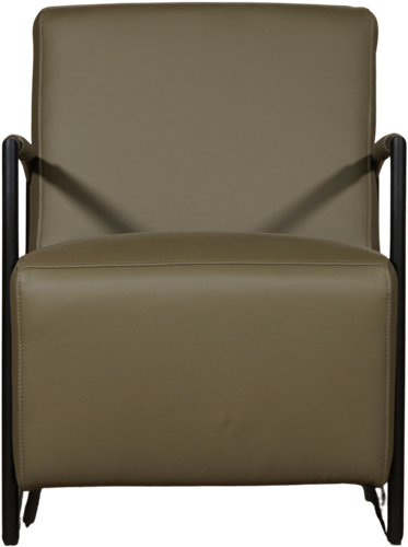 Groene leren industriële fauteuil Creative - Toledo leer Olive - Frame zwart-2