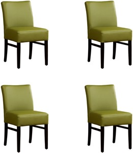Set van 4 Groene leren landelijke eetkamerstoelen Hold - Toledo Leer Apple Green (groen leer)