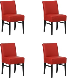 Set van 4 Rode leren landelijke eetkamerstoelen Hold - Toledo Leer Ducati (rood leer)