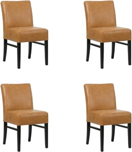 Set van 4 Cognac leren landelijke eetkamerstoelen Hold - Vintage Leer Cognac (cognac leer)