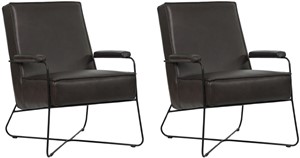 Set van 2 Donkerbruine leren moderne design fauteuils Hope - Granada leer Ebony (donkerbruin leer)