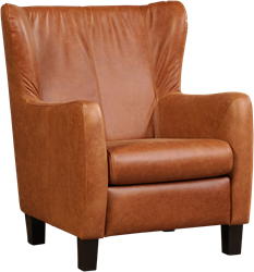 Leren oorfauteuil Hug - Vintage Leer Cognac - Hout bruin