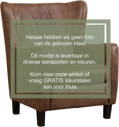 Leren oorfauteuil Hug - Vintage Stone (grijs) - Poot hout, Bruin