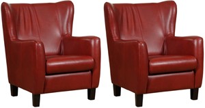 Leren fauteuil hug, rood leer, rode stoel