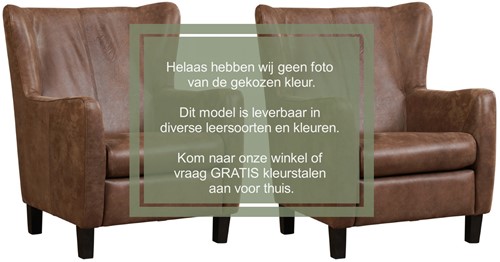 Leren oorfauteuil Hug - set van 2 fauteuils - Vintage Elephant (donkerbruin) - Poot hout, Zwart