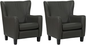 Leren fauteuil hug, grijs leer, grijze stoel
