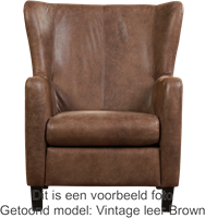 Leren oorfauteuil Hug - Toledo leer Olive - Hout zwart-2