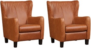 Leren fauteuil hug, bruin leer, bruine stoel